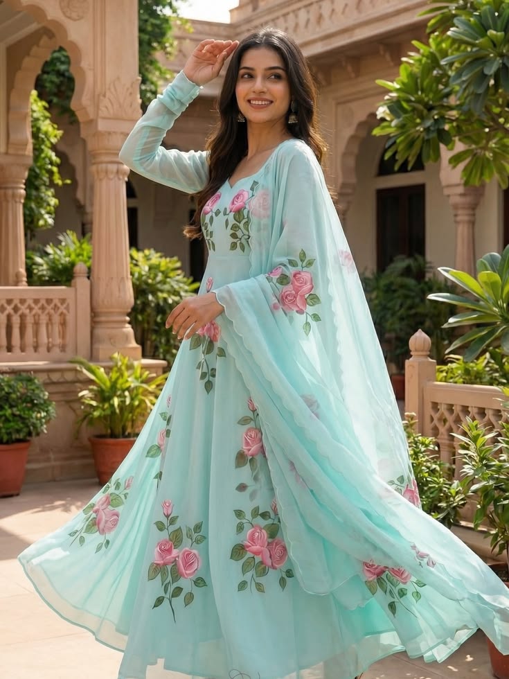 Women's Luxury Chiffon/Fancy Maxi Dress with Dupatta